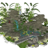 Small landscape garden design model