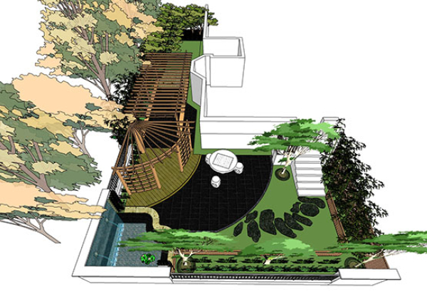 Garden landscape library, Trees