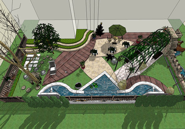 Garden landscape library, Trees