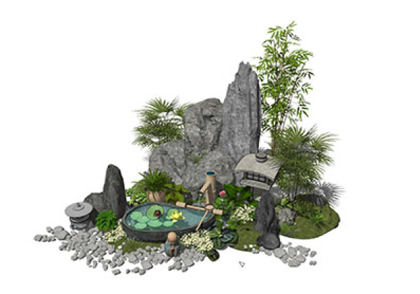 Small landscape garden design model