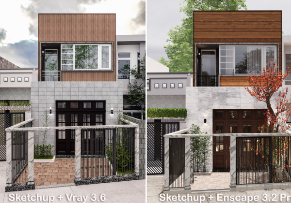 House Exterior Sketchup  by Archrender 1