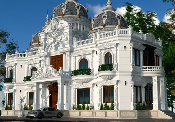Exterior Villa Scene Sketchup File free by Tran Huy scaled