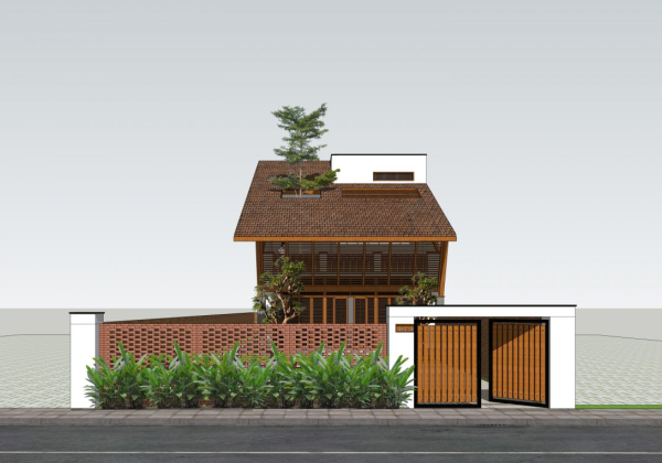 Exterior Tropical Villa Scene Sketchup File free by Tran Quang Trung 1 scaled