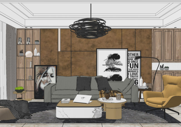 Livingroom Scene Sketchup  by LongBup scaled