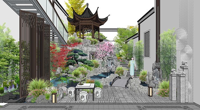 Garden landscape library, Trees 