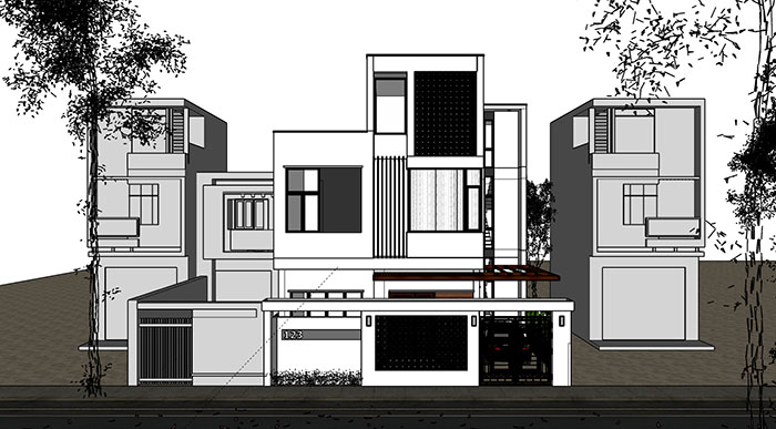 Adjacent houses, Townhouse design model 