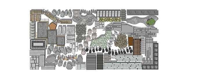 Small landscape garden design model