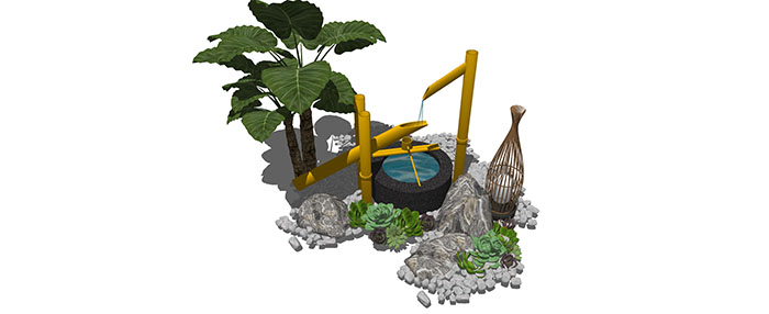Small landscape garden design model