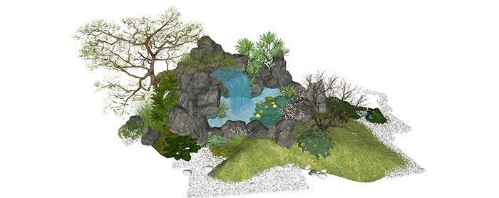 Small landscape garden design model