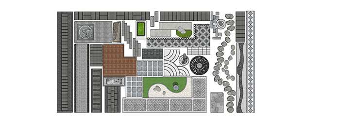 Small landscape garden design model