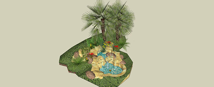 Small landscape garden design model