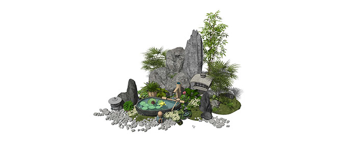 Small landscape garden design model