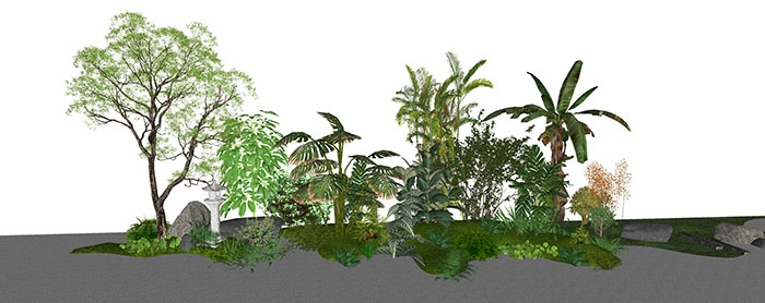 Small landscape garden design model