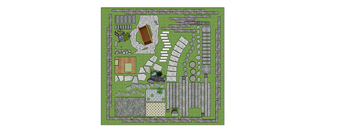 Small landscape garden design model