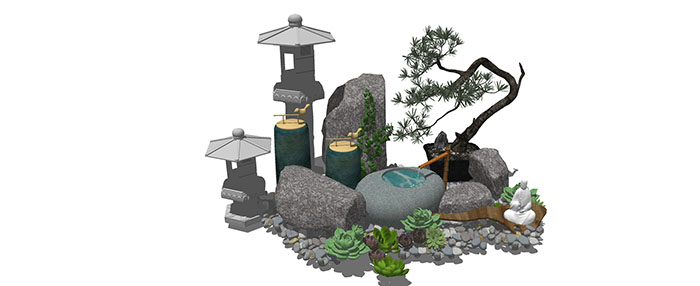 Small landscape garden design model