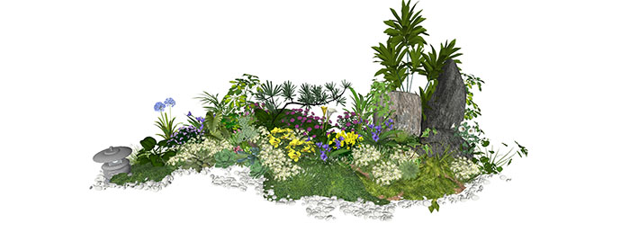 Small landscape garden design model