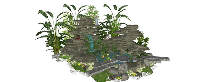 Small landscape garden design model