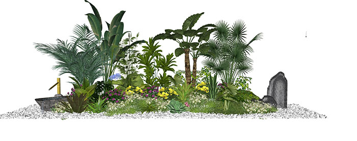 Small landscape garden design model