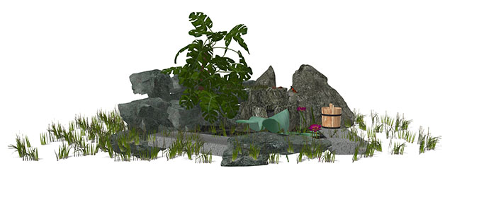 Small landscape garden design model