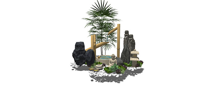 Small landscape garden design model