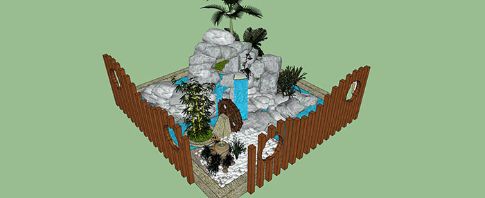 Small landscape garden design model