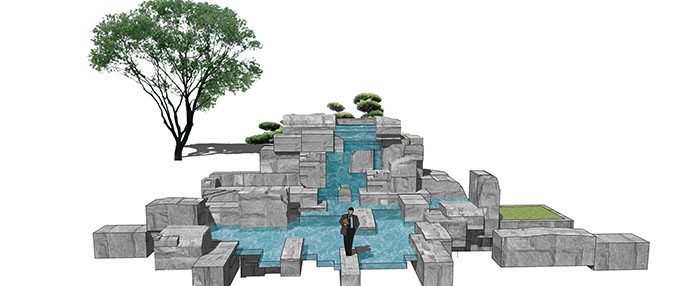 Small landscape garden design model