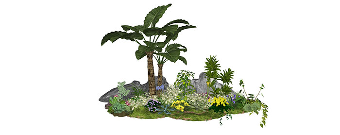 Small landscape garden design model