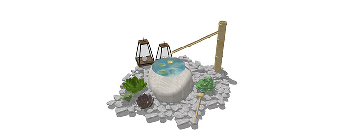 Small landscape garden design model