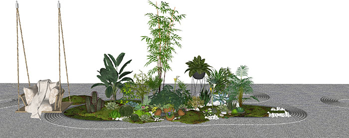 Small landscape garden design model