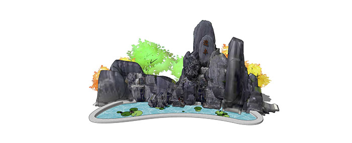 Small landscape garden design model