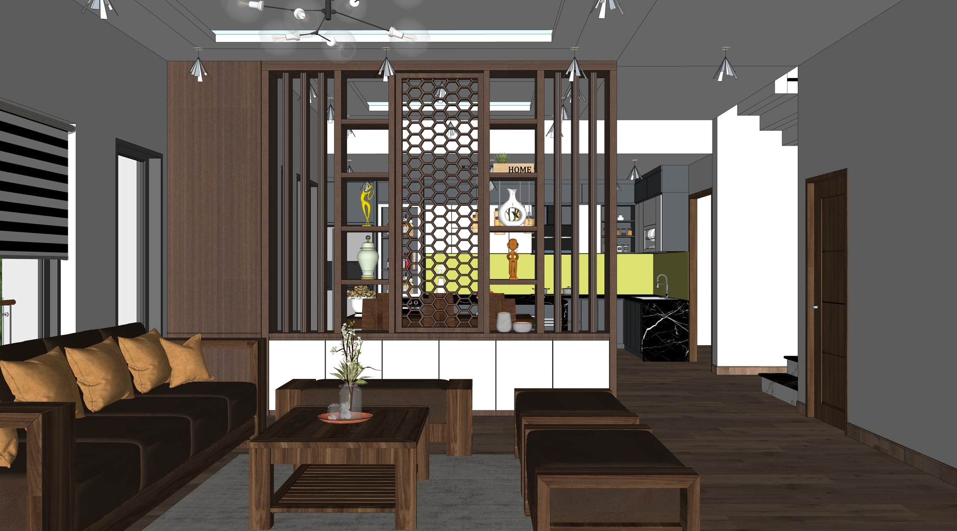 Living Room Kitchen Interior Sketchup  by To Dinh Thanh 1