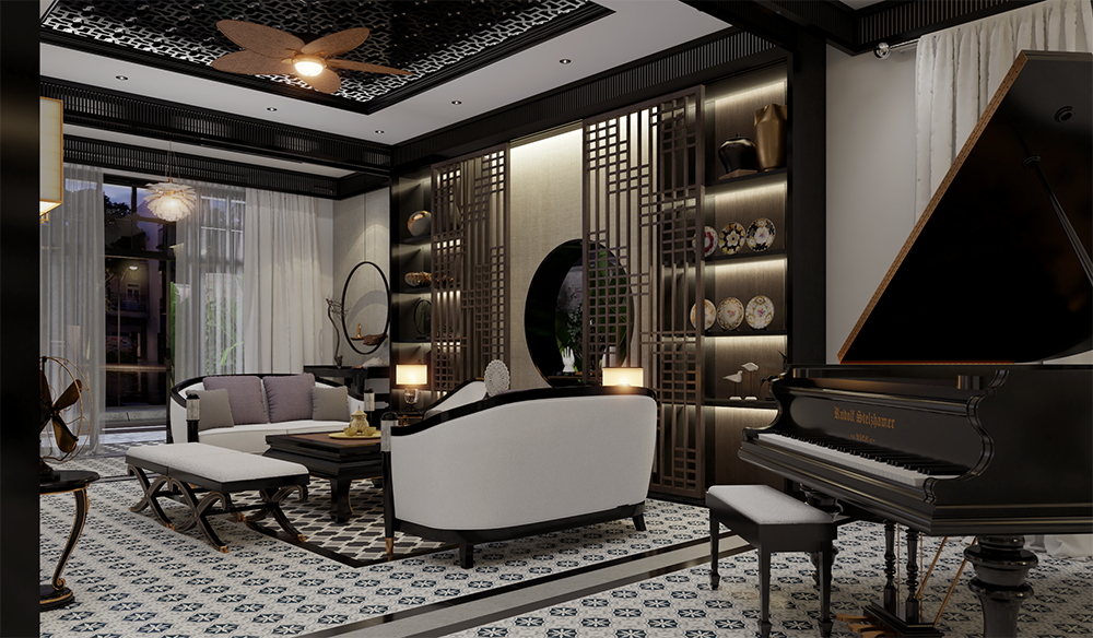 Interior Villa Indochine Scene Sketchup  By Tuan Nguyen 1