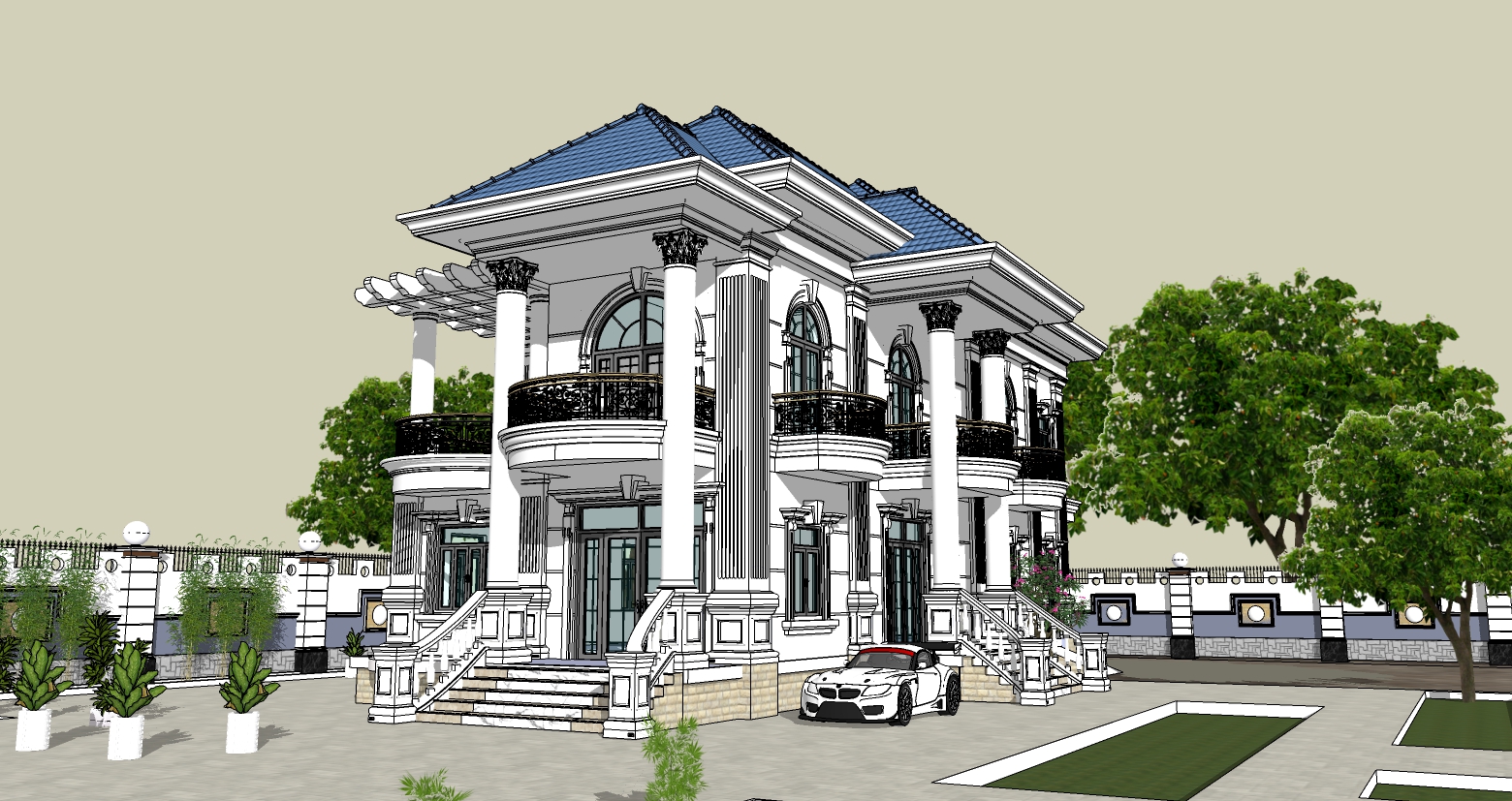  Villa Exterior Sketchup File