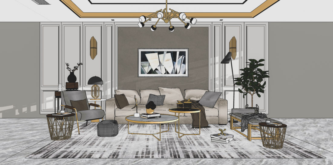 Livingroom Scene Sketchup  by LongBup scaled