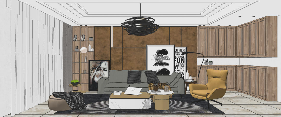 Livingroom Scene Sketchup  by LongBup scaled