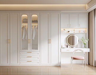 Wardrobe and dressing table integrated combination